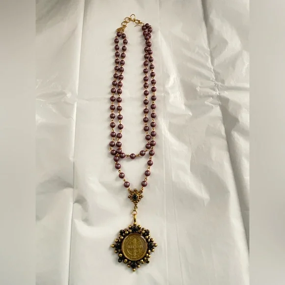 Virgins Saints & Angels Magdalena Necklace Purple Iridescent Beads Multi Length - Picture 8 of 8